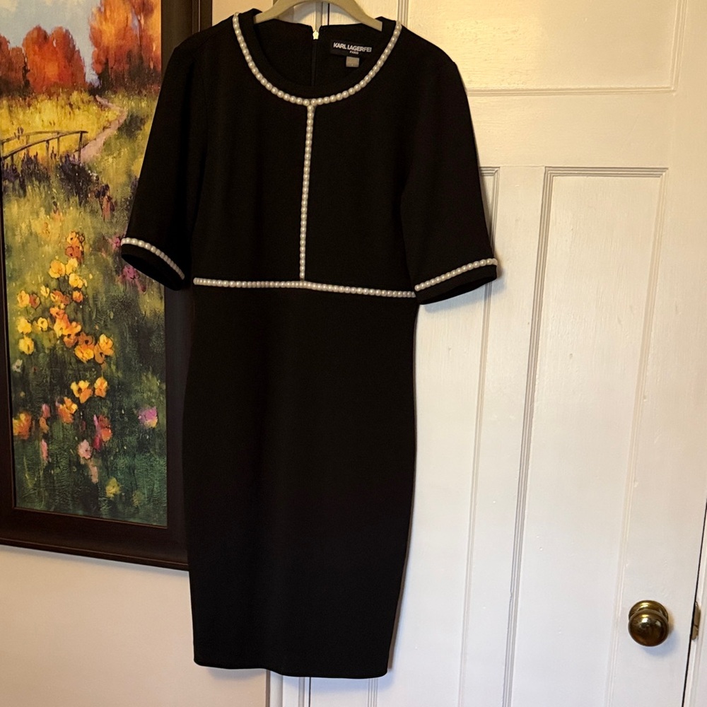 Karl Lagerfeld Black Dress with White Accents